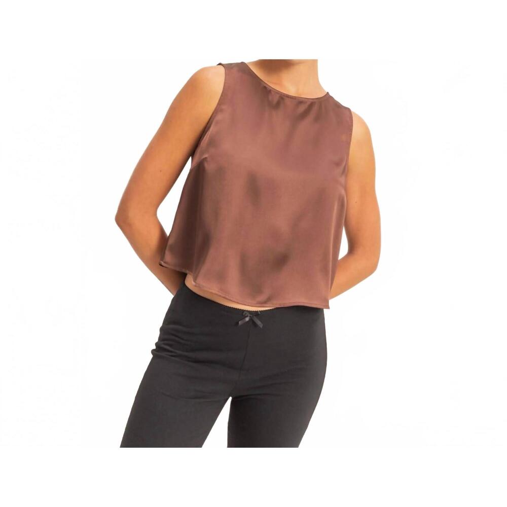 NEW HYFVE sammie satin top in chocolate